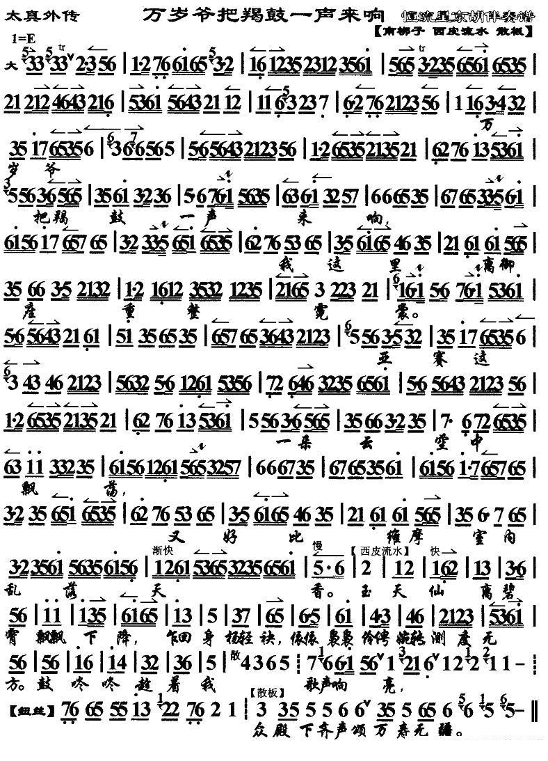 万岁爷把羯鼓一声来响（《太真外传》杨玉环唱段、琴谱）简谱-京剧曲谱