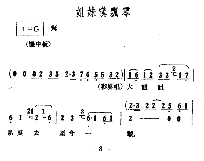 姐妹叹飘零（《情探》选段）简谱-越剧曲谱