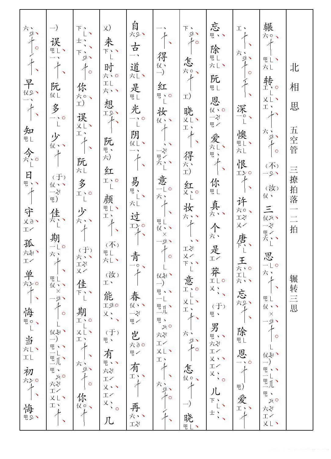 [南音工X谱] 辗转三思简谱-其他曲谱