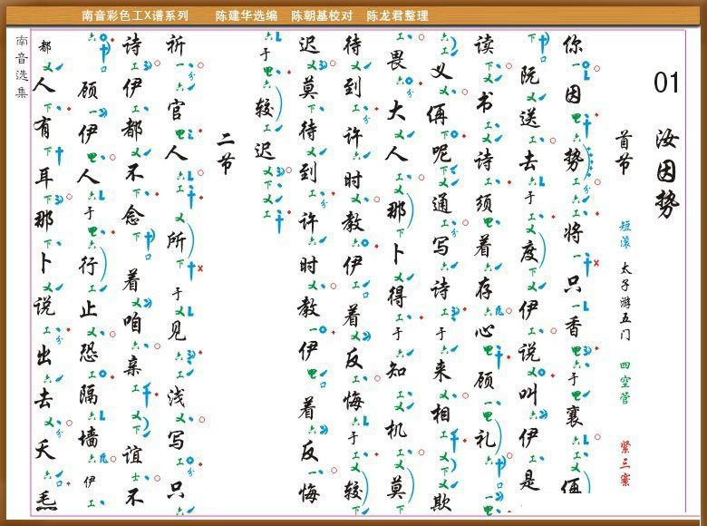 [南音工X谱]汝因势简谱-其他曲谱